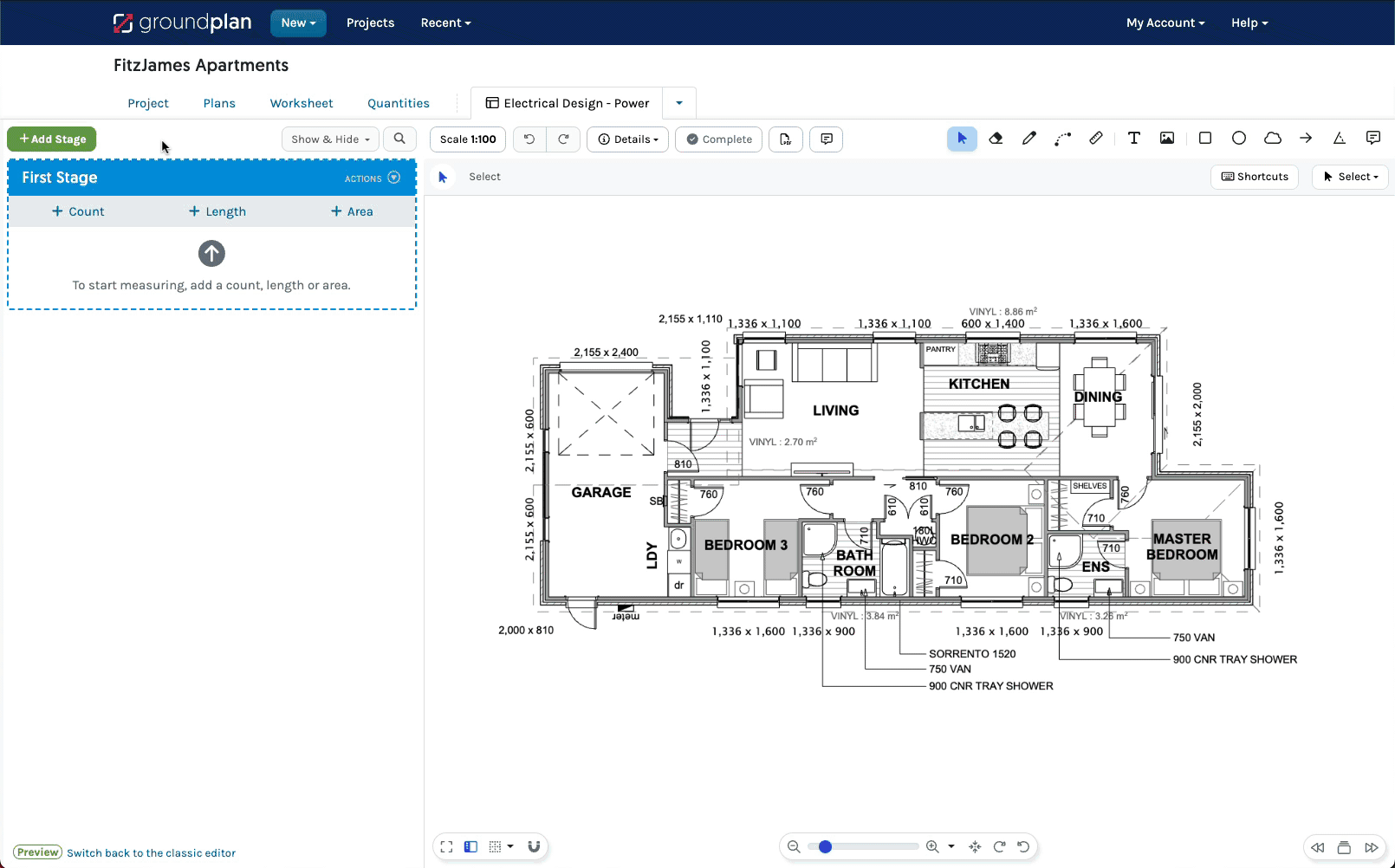 Applying takeoff template - new UI