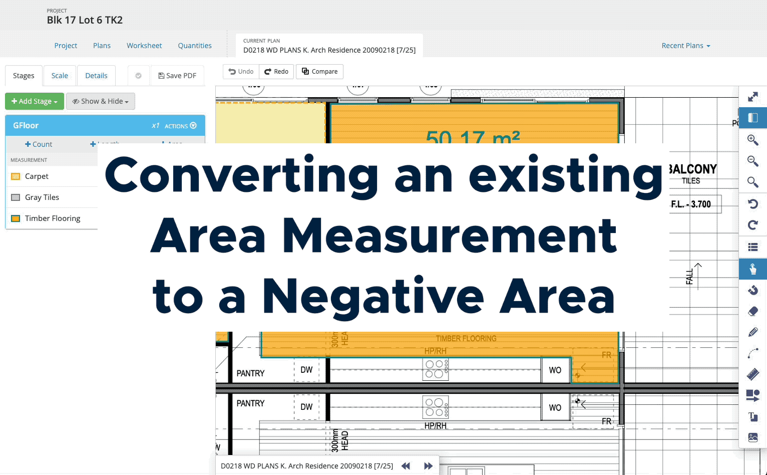 D2 - Converting an existing area measurement to negative area