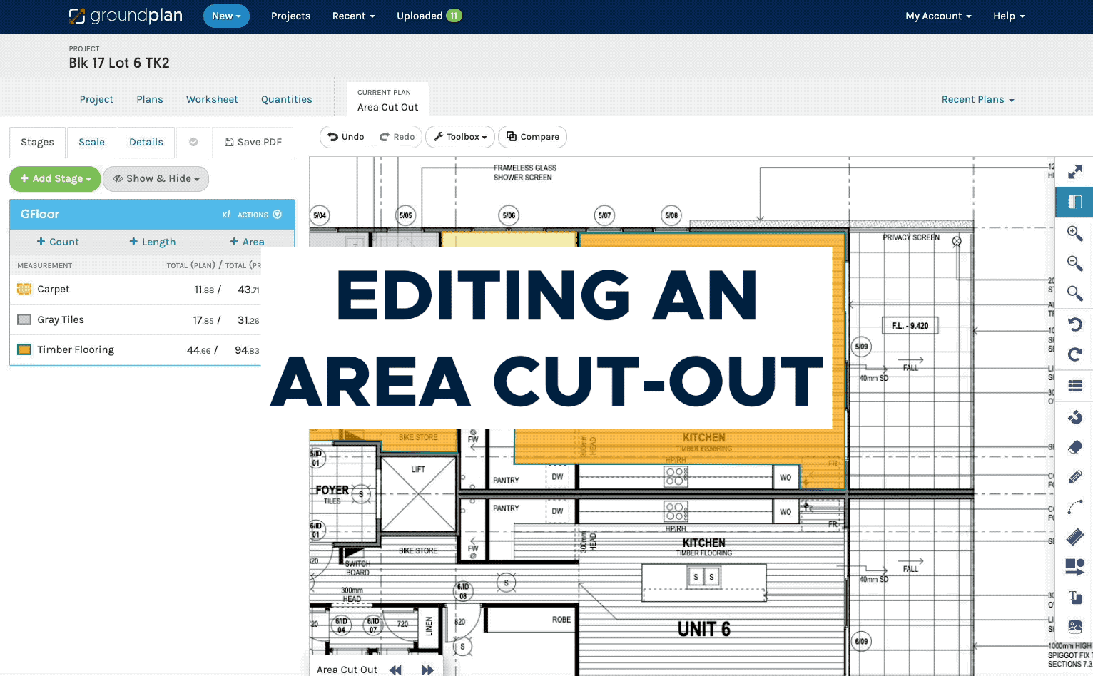 D2- Editing an Area cut-out tool