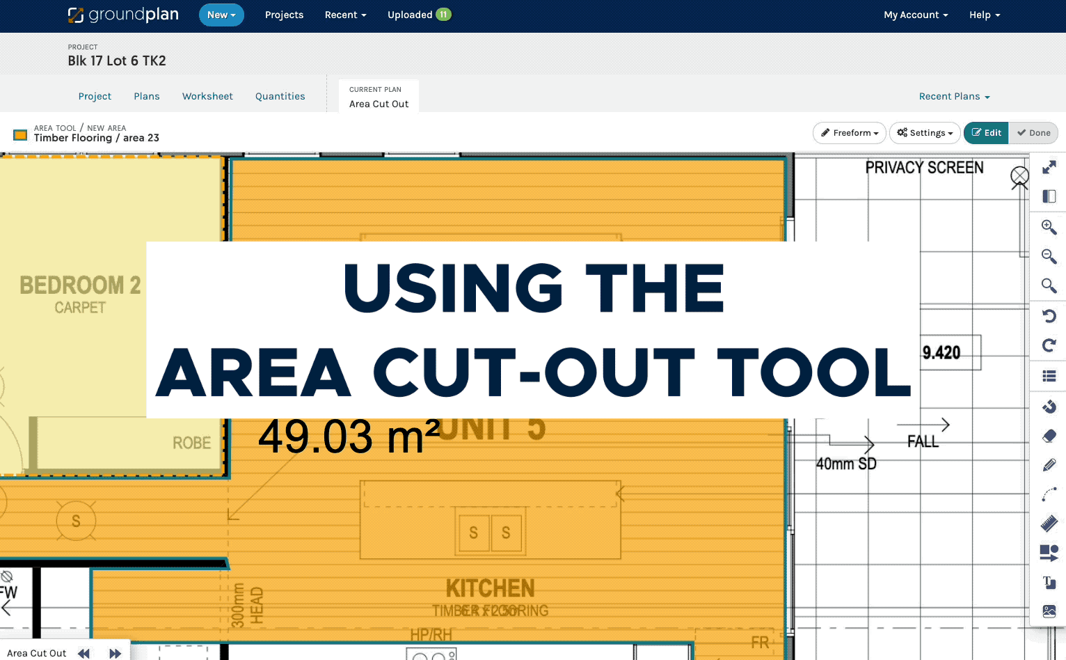 D3 - using the area cut-out tool