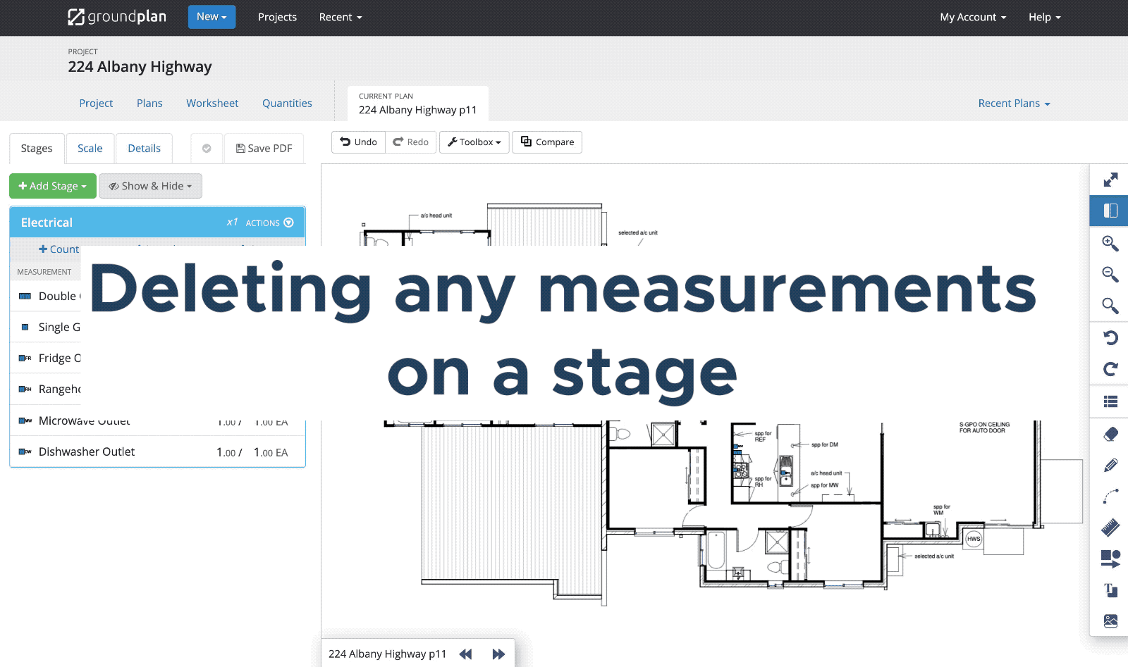 GP V8.39 - Deleting any measurements on a stage
