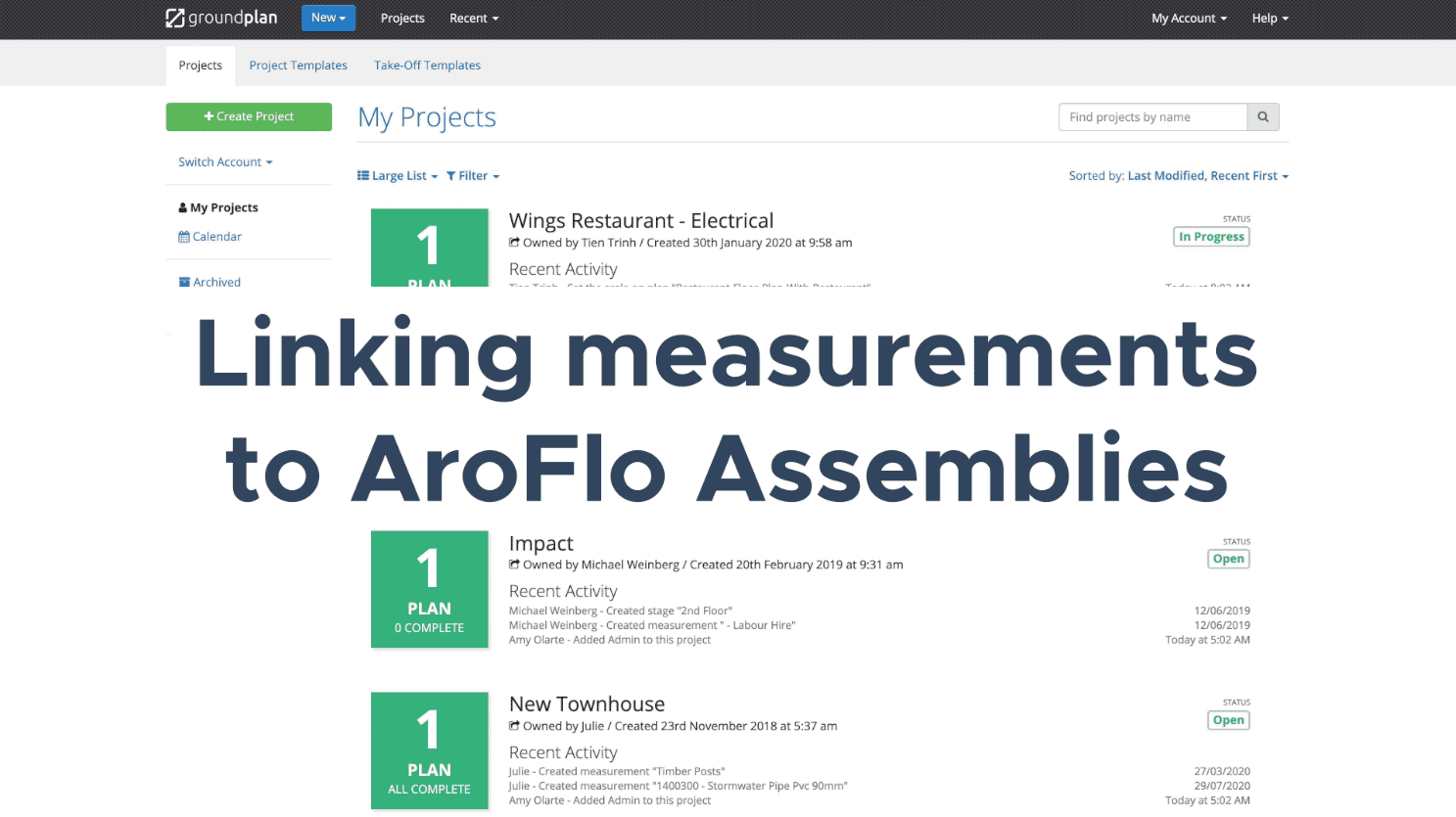 Linking measurements to AroFlo Assemblies 
