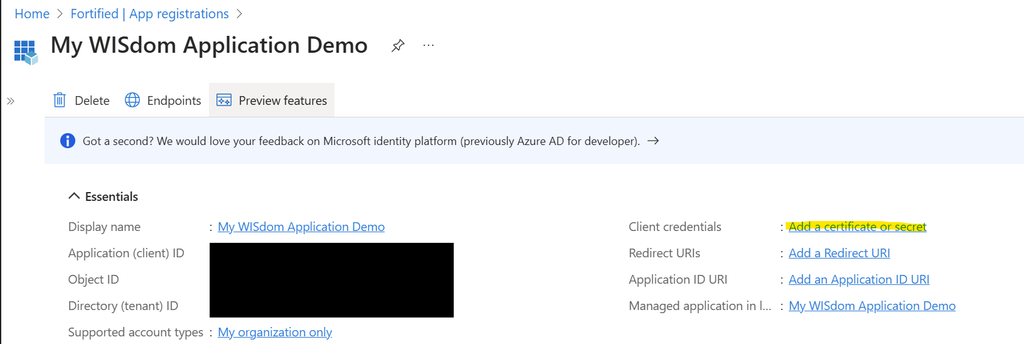 Create Application Client Credentials