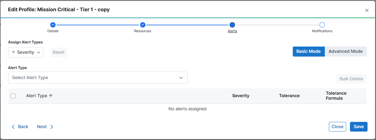 Profile Alerts Page