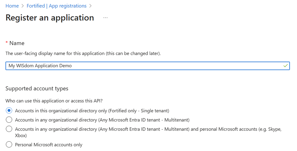 Register Entra Application