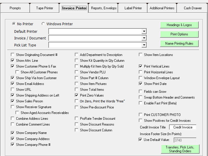 How to Set up Invoice Printer