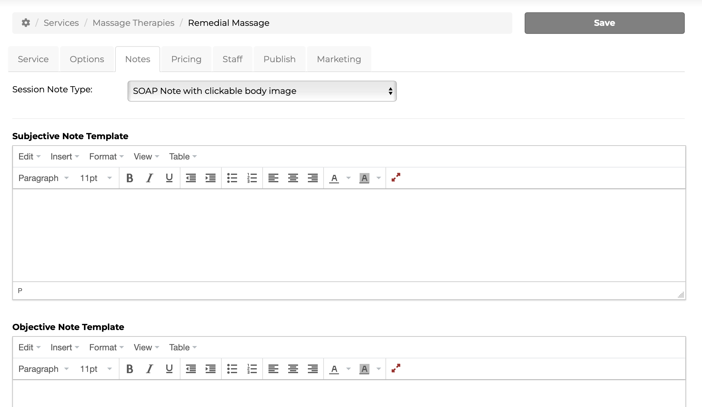 Booking note template - SOAP note