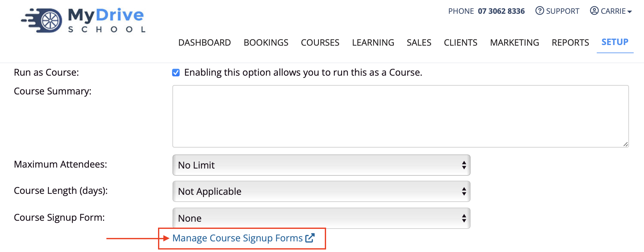 Course 1 manage signup forms