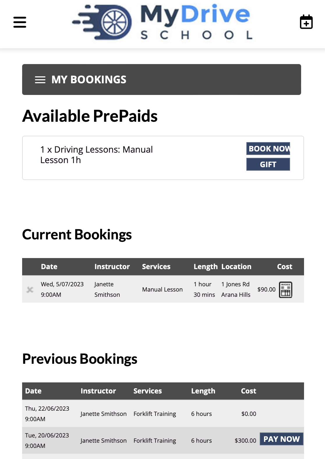 Customer manage bookings 2b mobile - my bookings more data