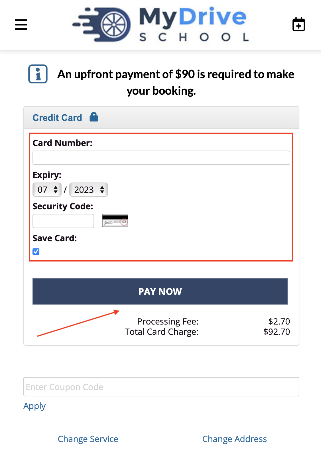 Customer new booking 9 mobile - payment