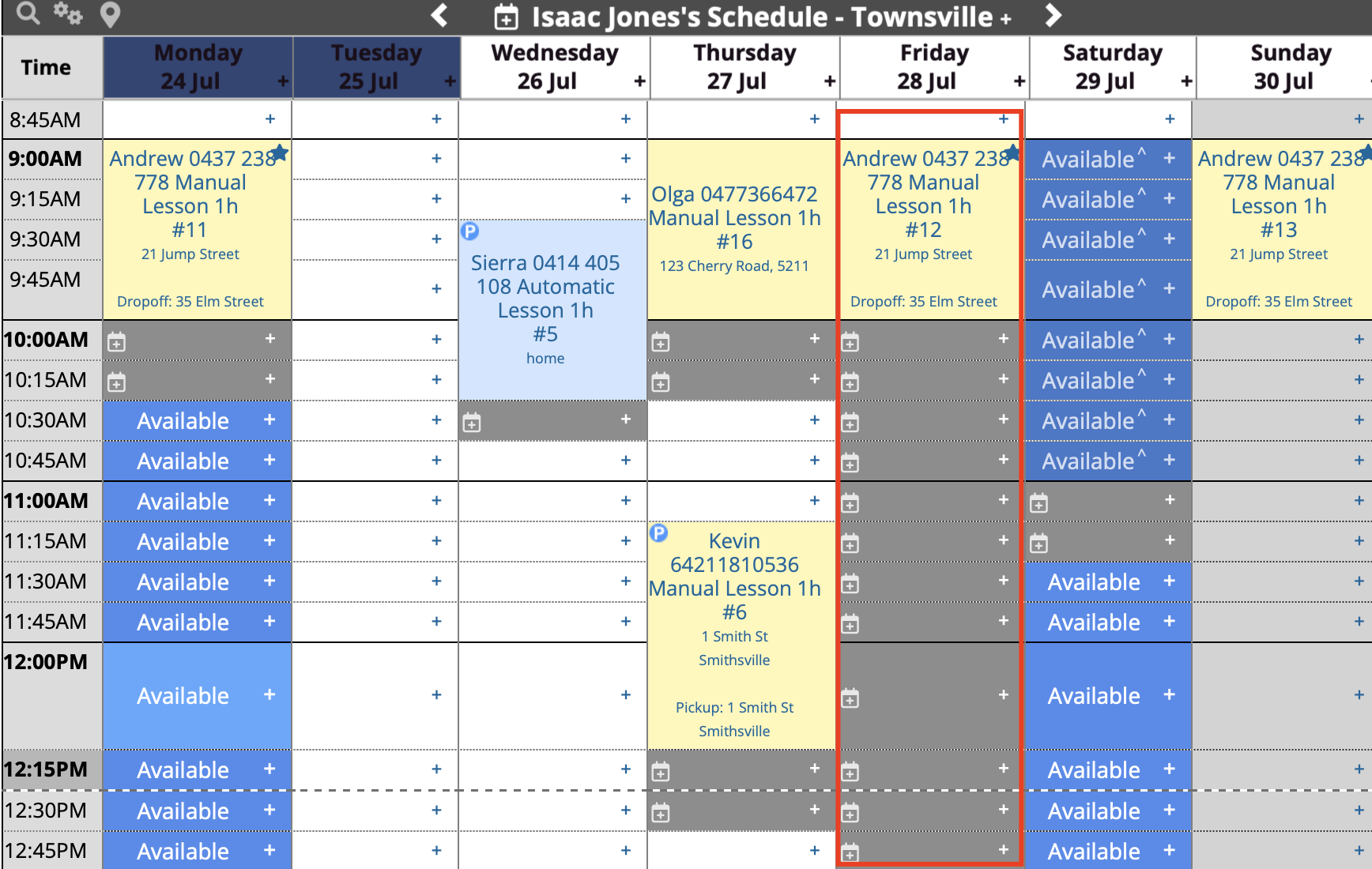 Schedule - block remaining 3