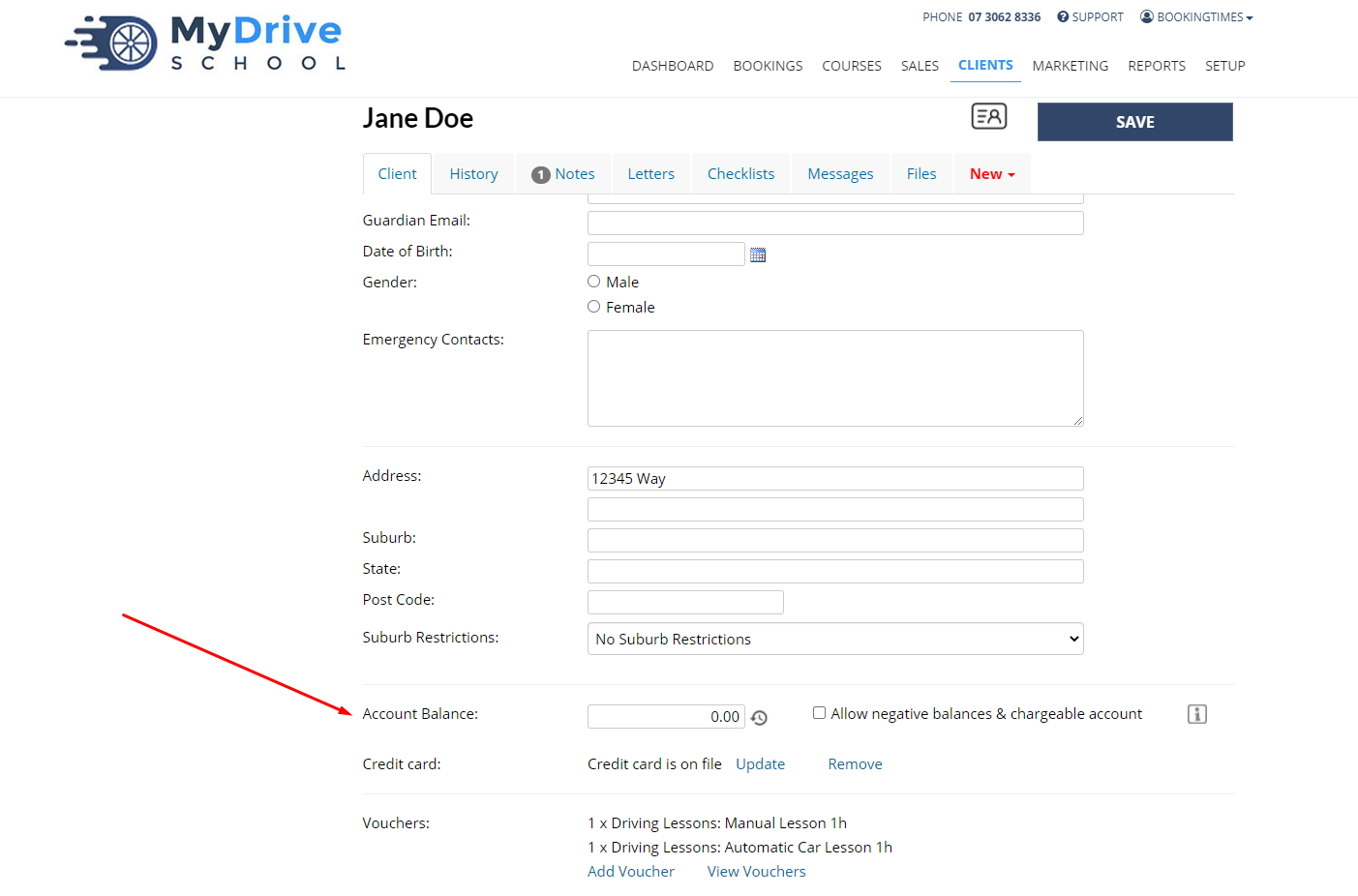 Setting up a client with a chargeable account
