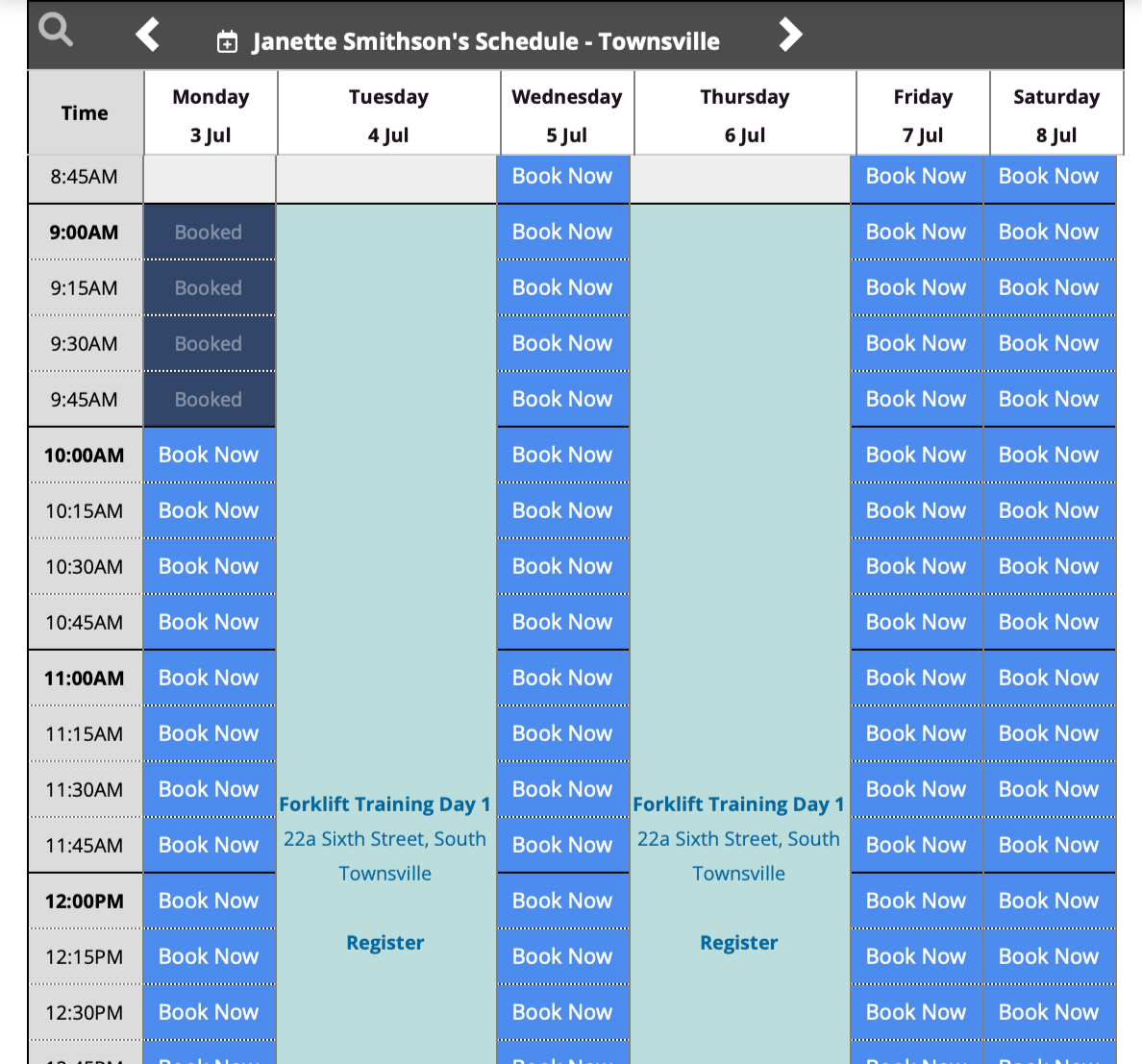 Customer new booking 4 mobile - schedule overview instructor b