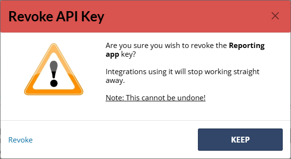Revoke API Key confirmation