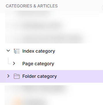 Knowledge base portal view of a folder category