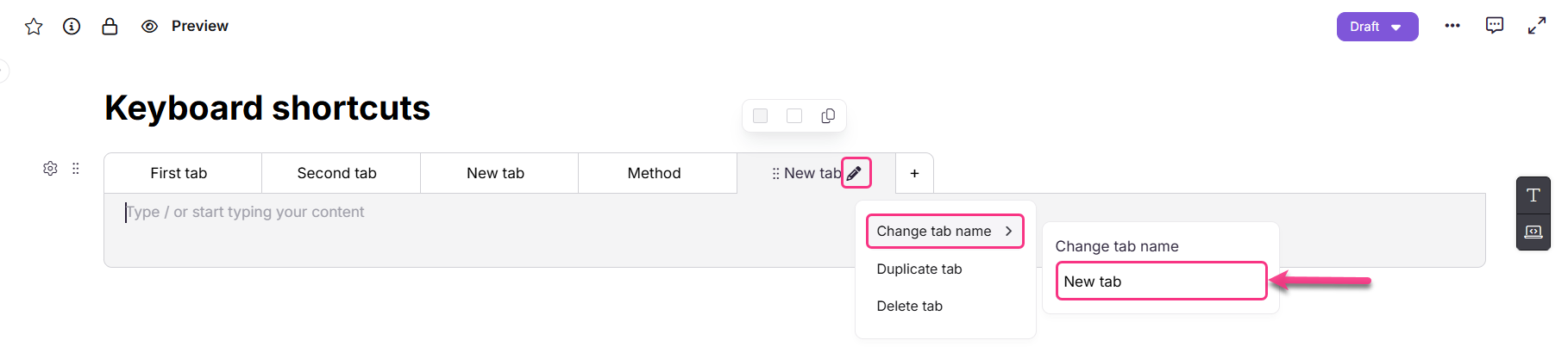 Change tab name