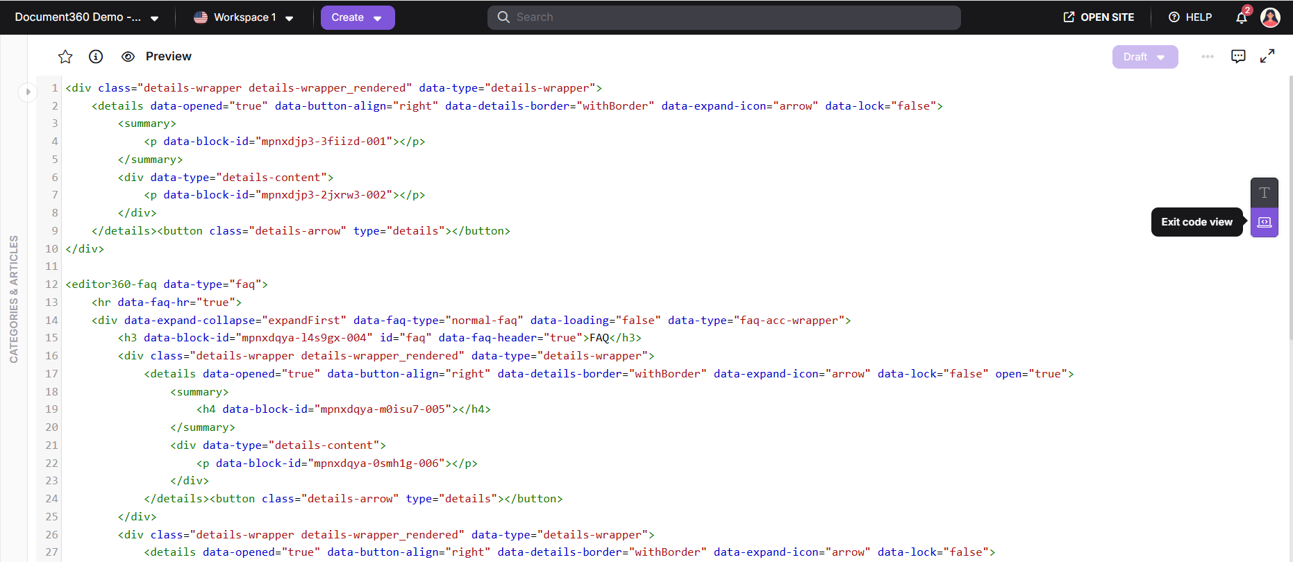 Code view