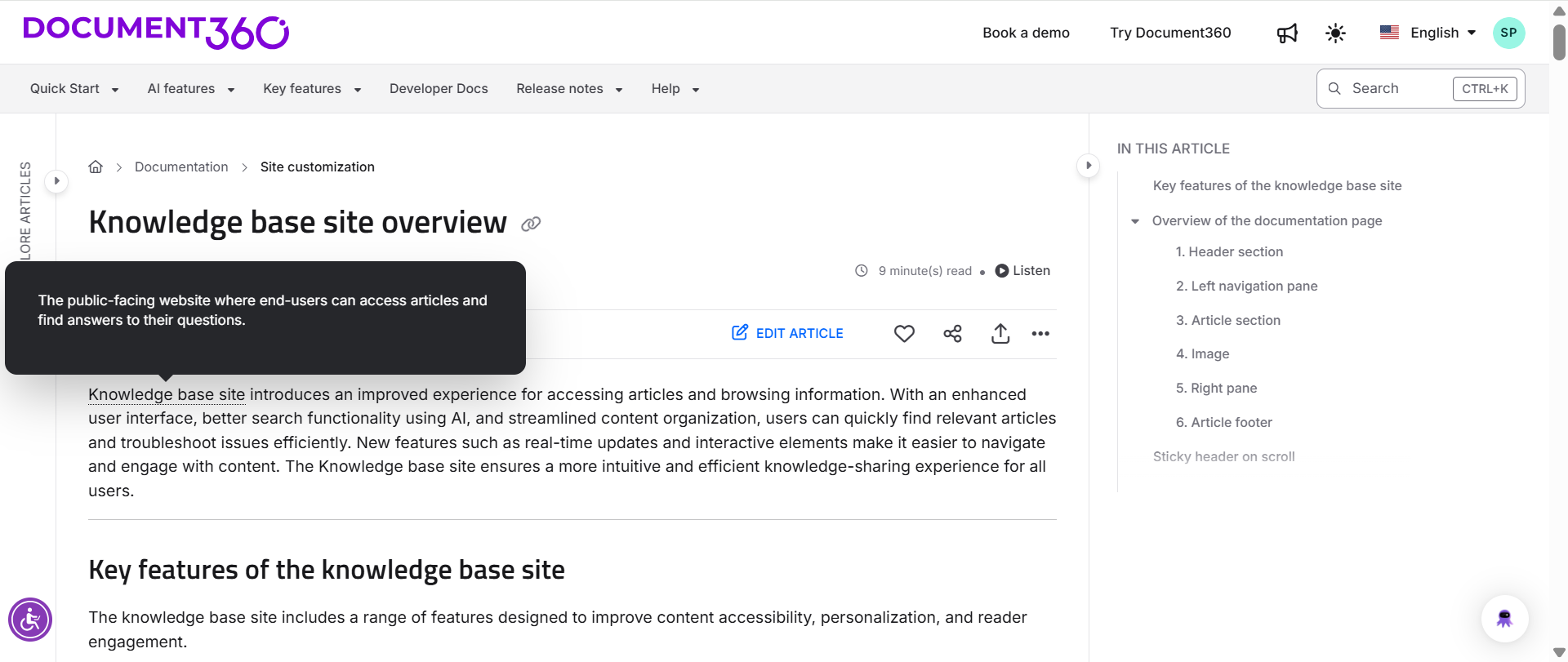 Glossary term displayed with dotted underline and hover tooltip on the knowledge base site