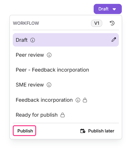 Publish confirmation dialog in Document360