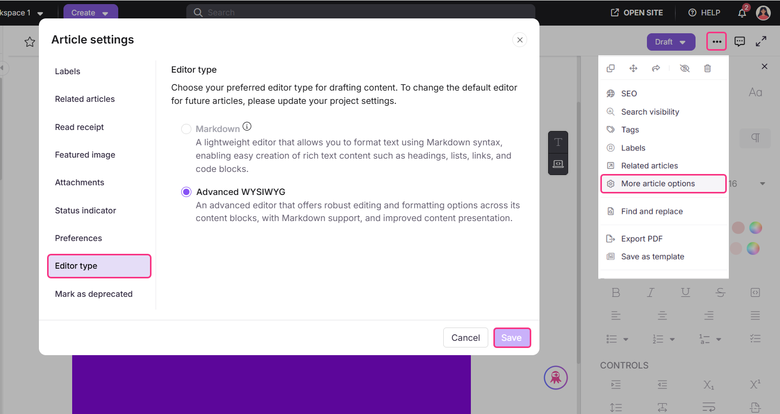 switch editor types