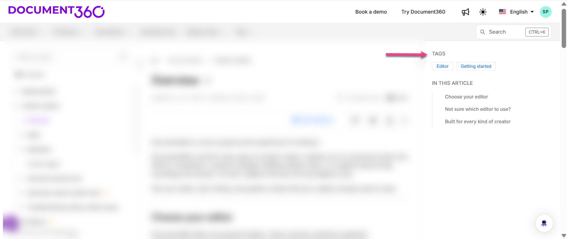 Article on the knowledge base site showing tags displayed below the article title