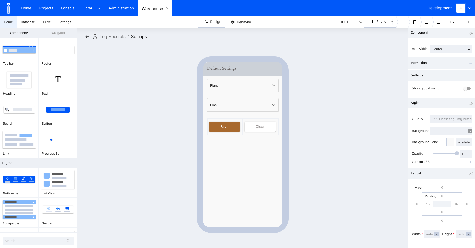 12 Page 4_4 Settings page in App Designer of EdgeReady Platform