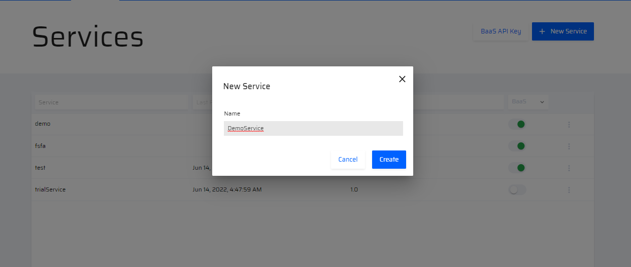 Create new service