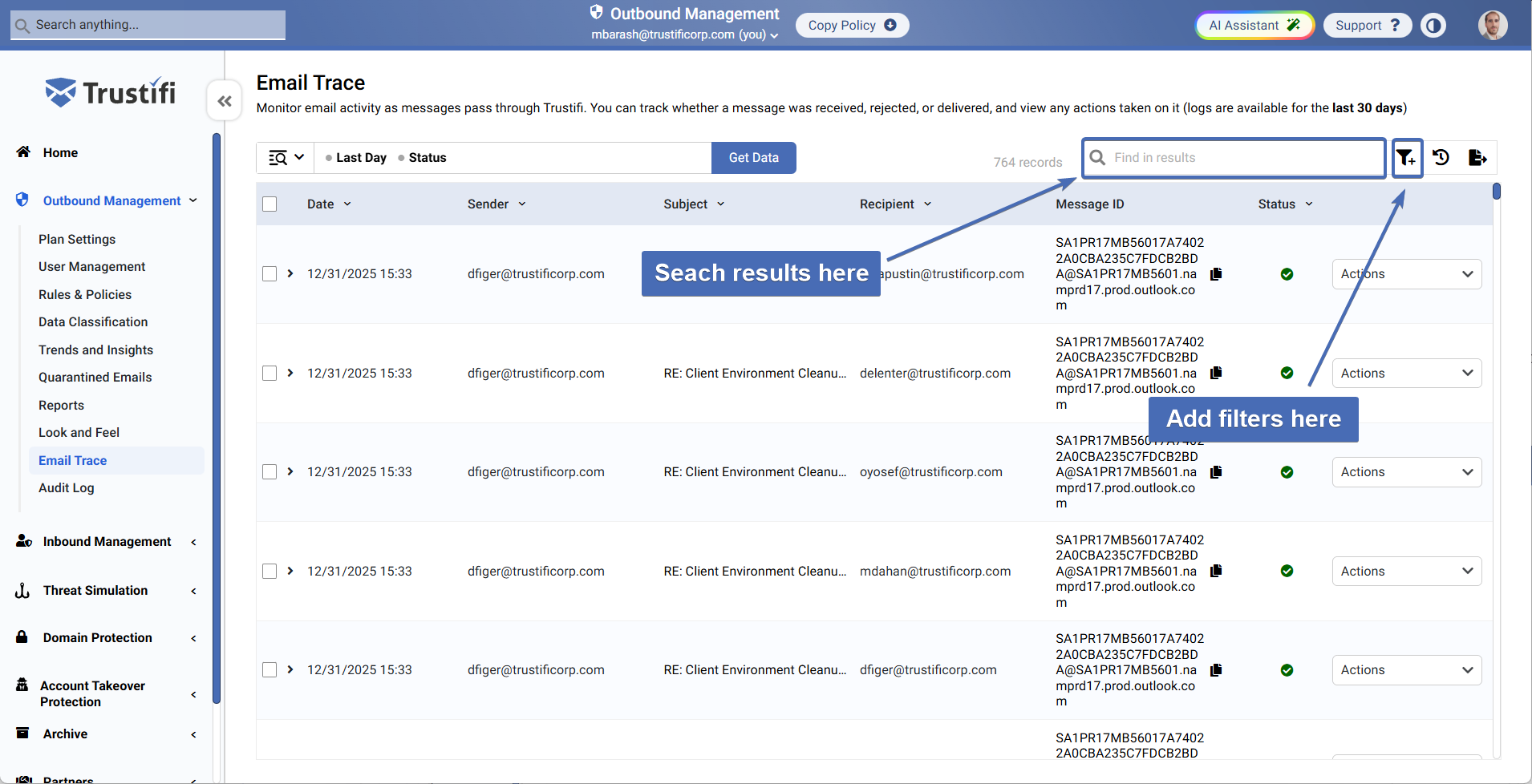 Outbound Email Trace