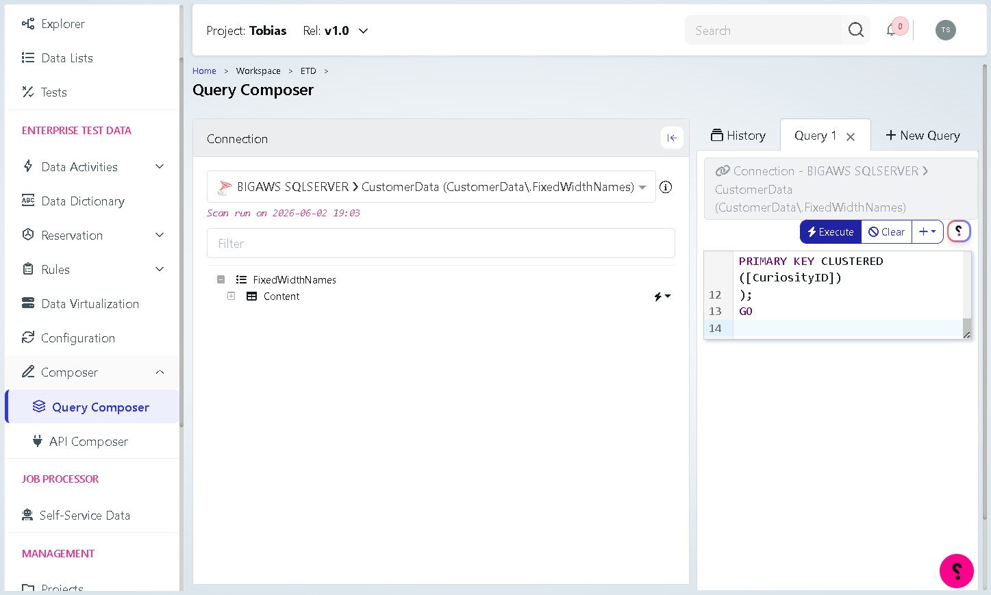 Execute query