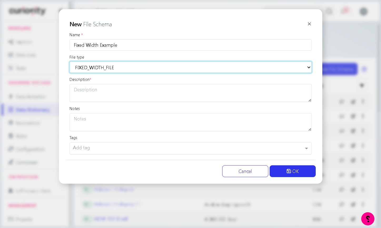 Select FIXED_WIDTH_FILE