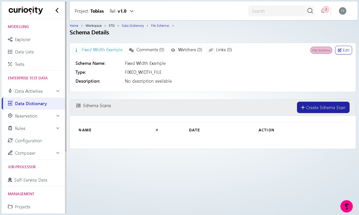 Create Schema Scan