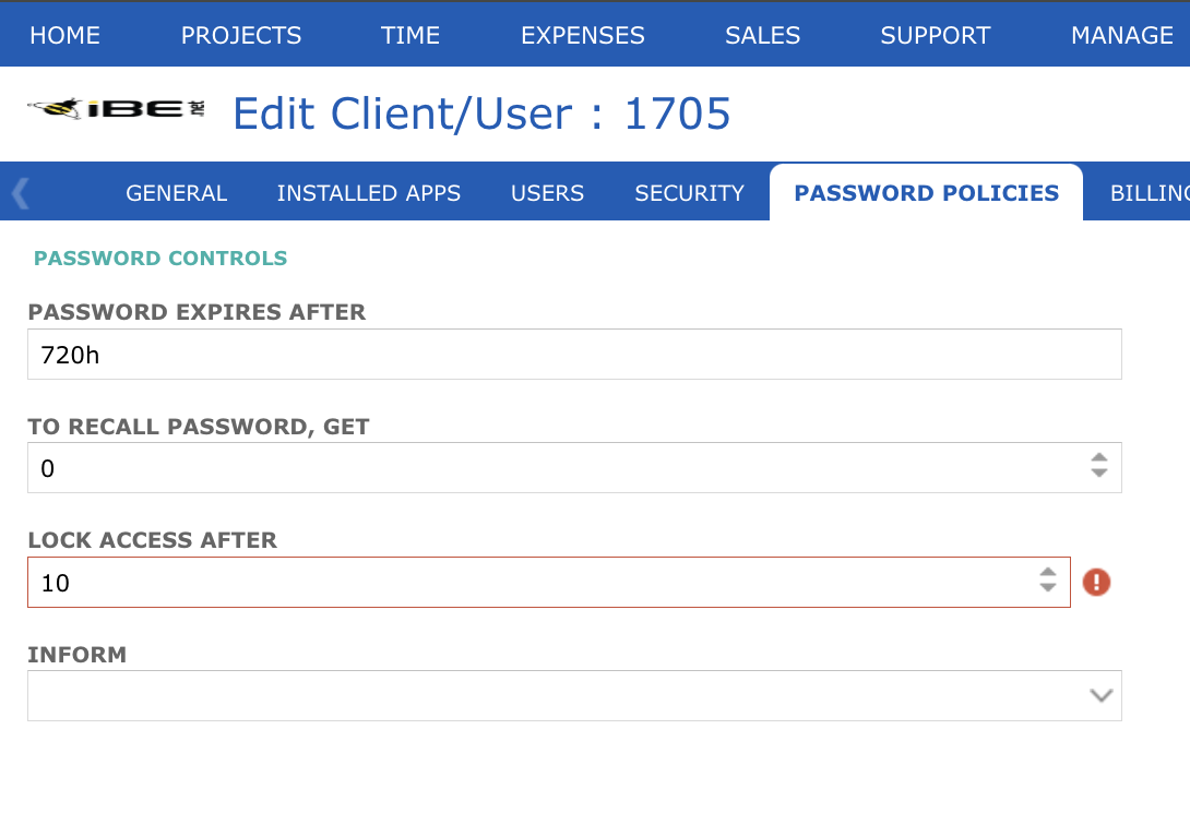 How many invalid login attempts are allowed