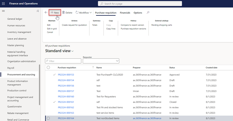 Create Purchase Requisitions - Purchase Requisitions