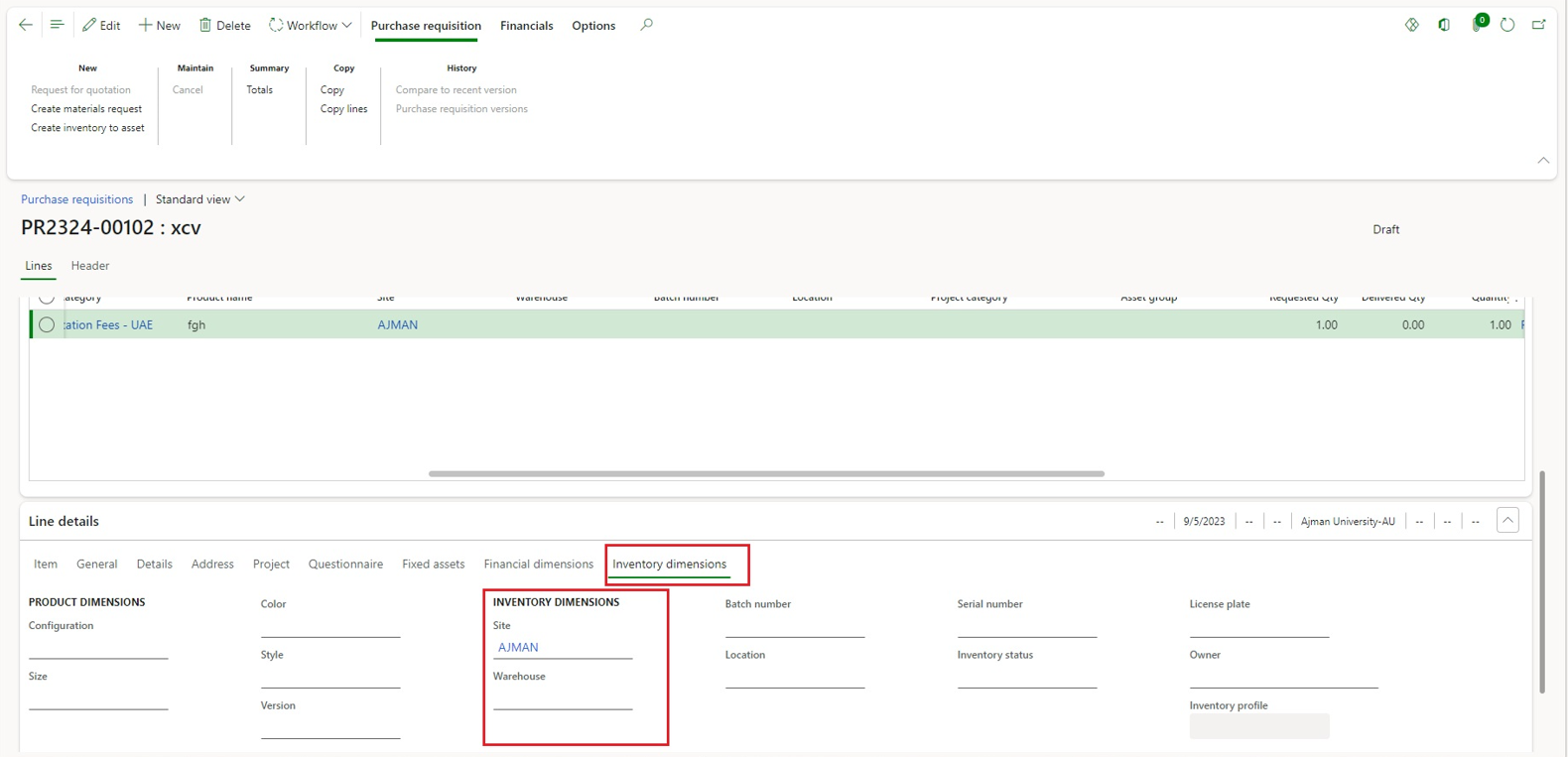 Create Books purchase Requisitions