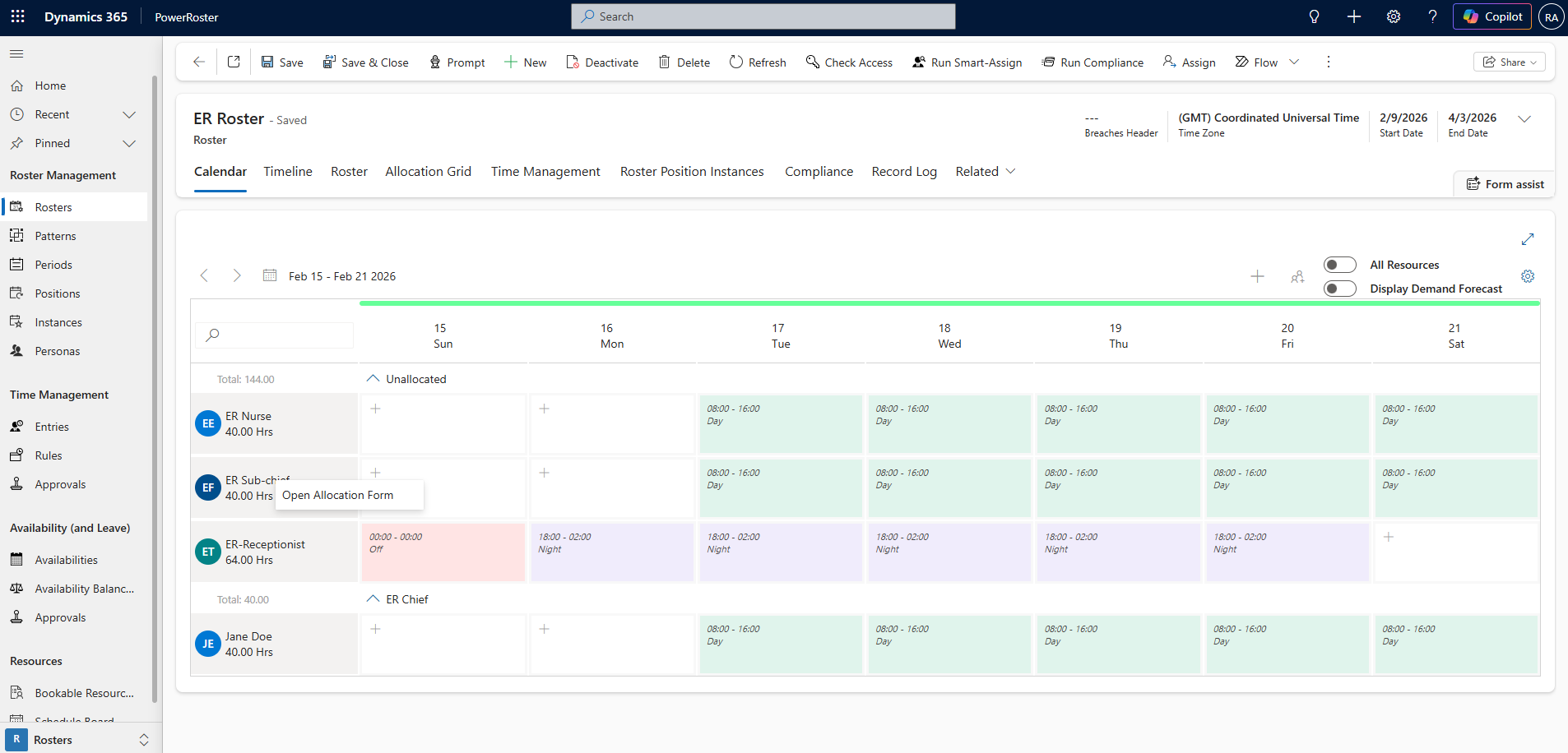 Assigning Resources on the Calendar