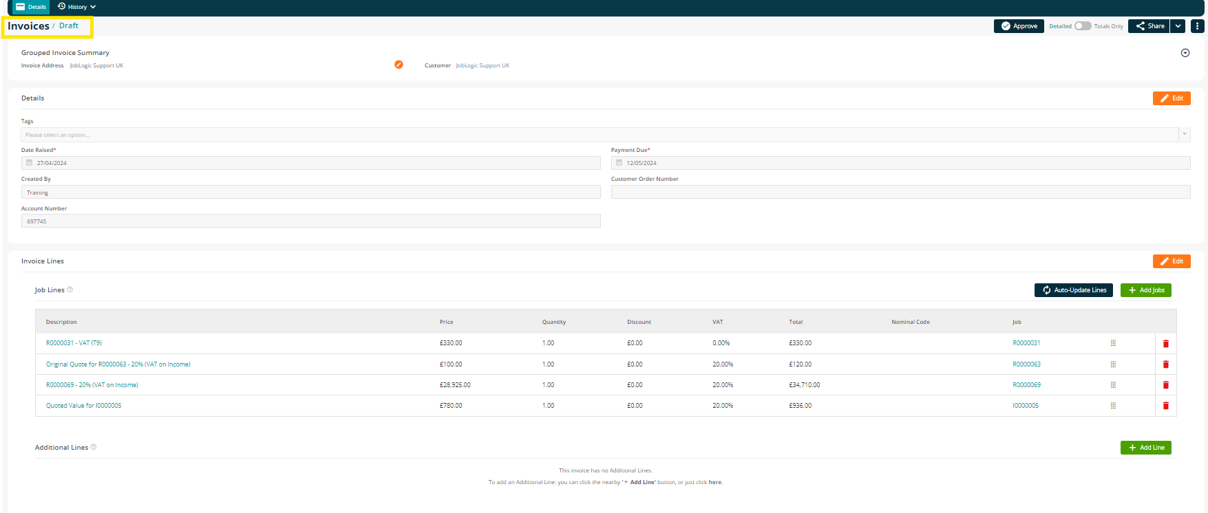 Customer Grouped Invoices - Jobs