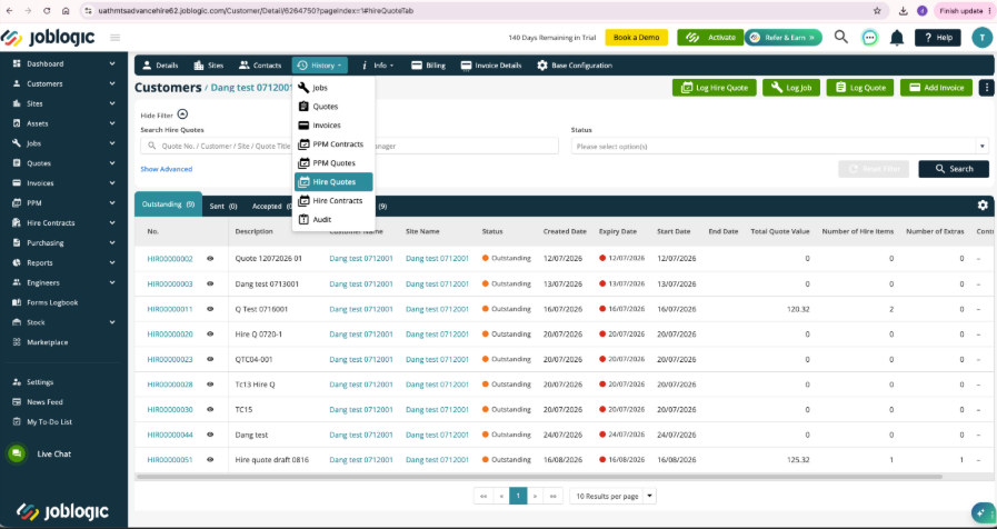 Hire Quotes & Hire Contracts in Customer & Site History.png