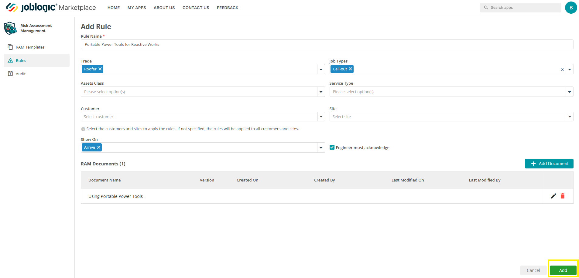 RAMs – Back Office User Guide