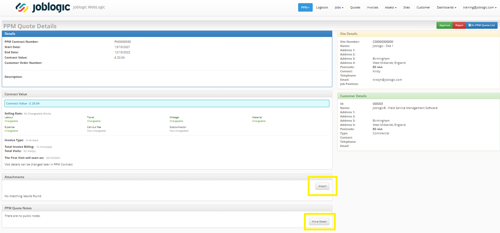 PPM Quotes - Customer Portal - User Guide | Support | Joblogic®