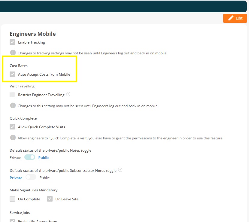 The ‘Auto Accept Costs from Mobile’ Setting