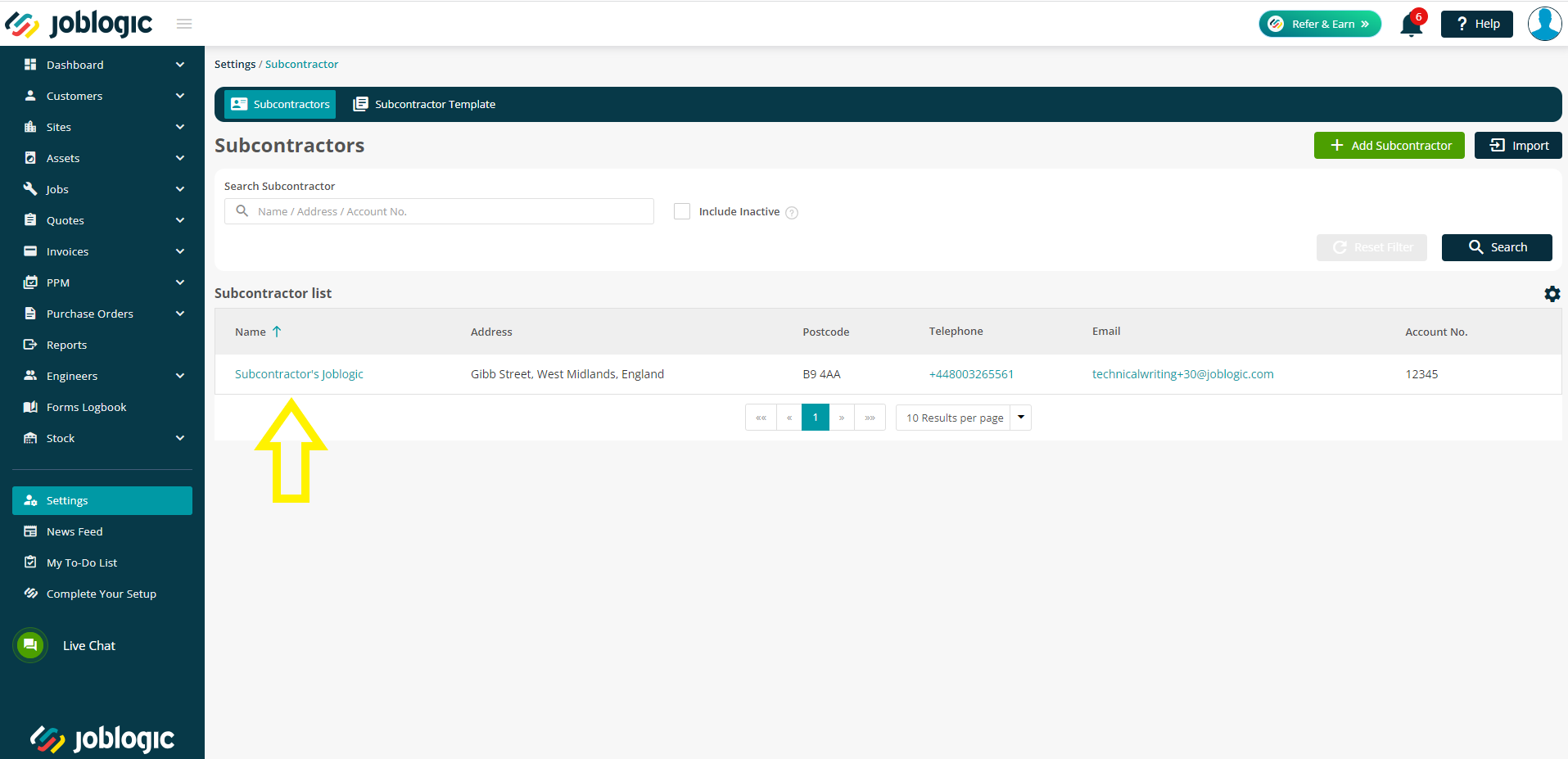 Creating a Subcontractor Portal Link - User Guide | Support | Joblogic