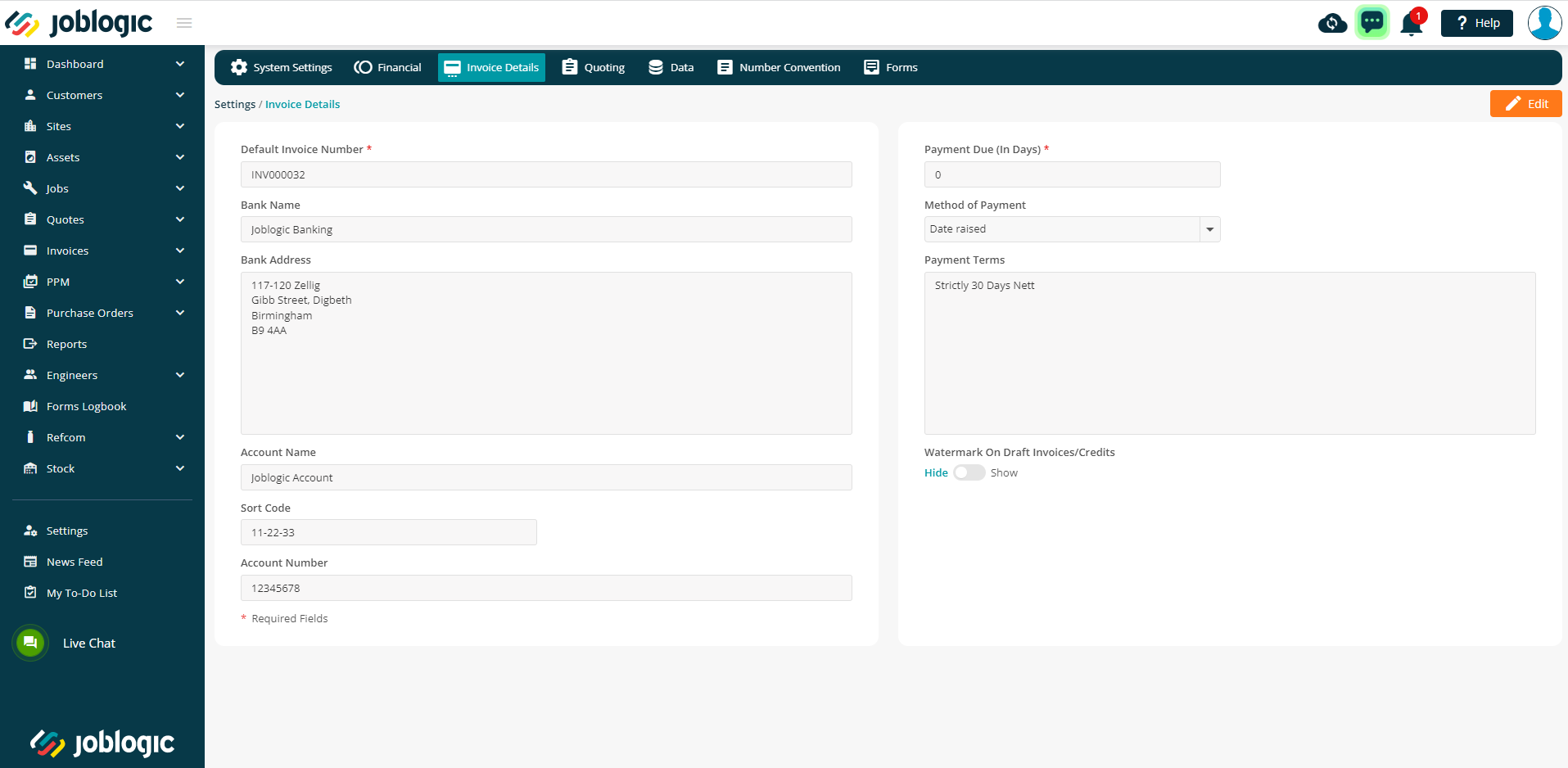 Customer Grouping Draft Invoices - User Guide | Support | Joblogic®