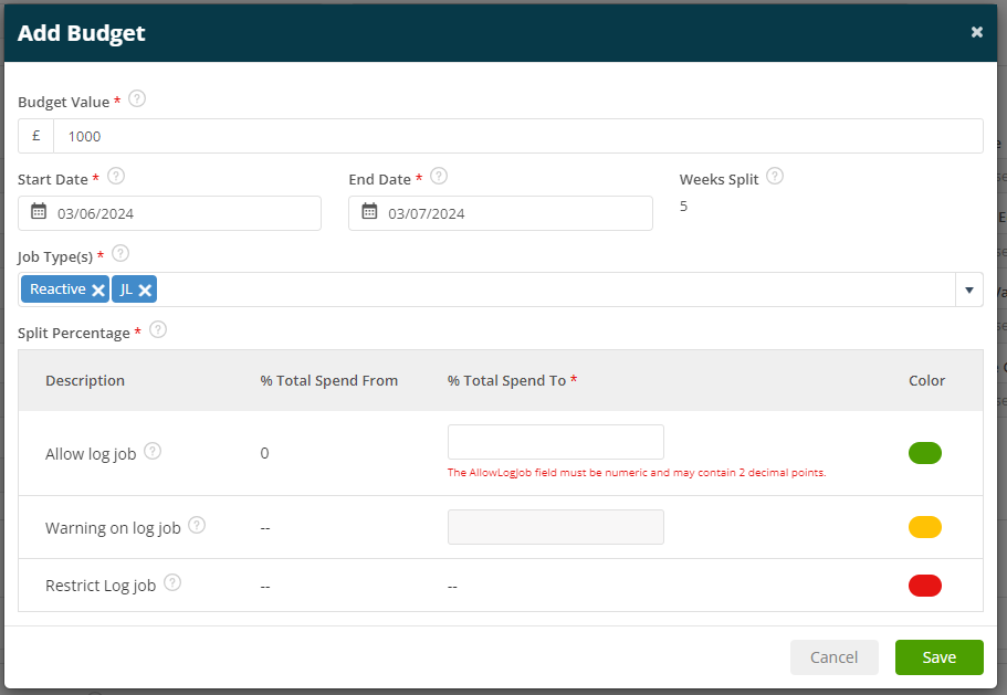 Log Job Templates - User Guide | Support | Joblogic®