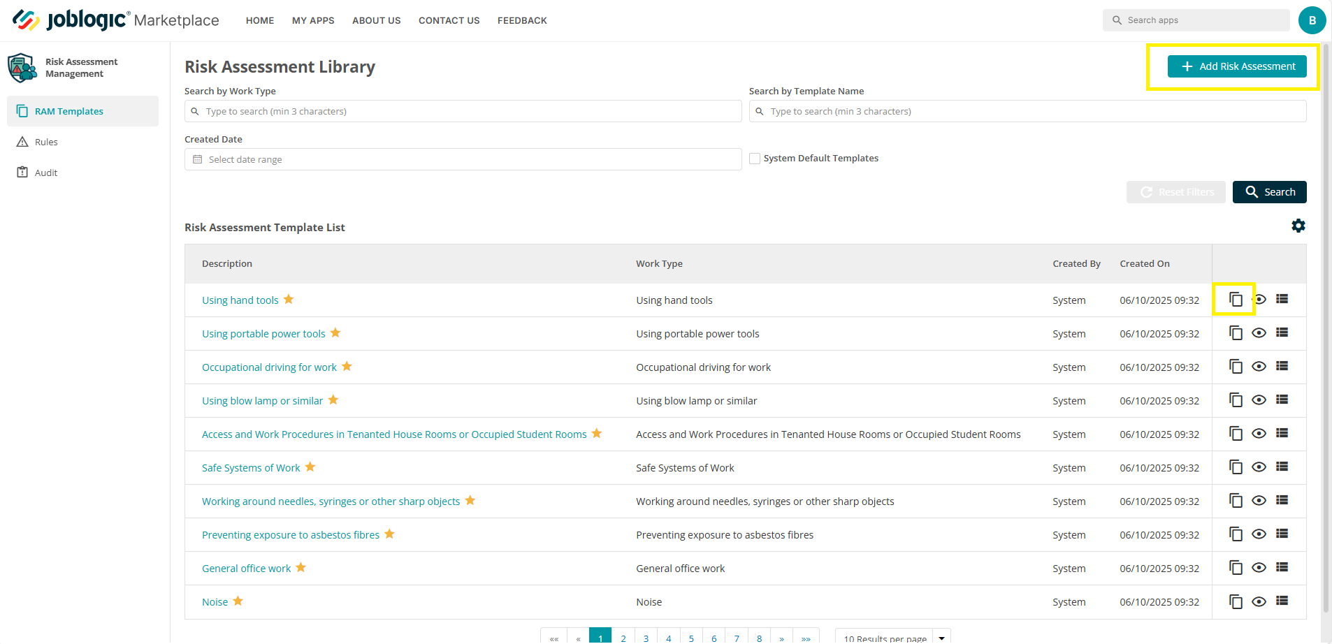 RAMs – Back Office User Guide