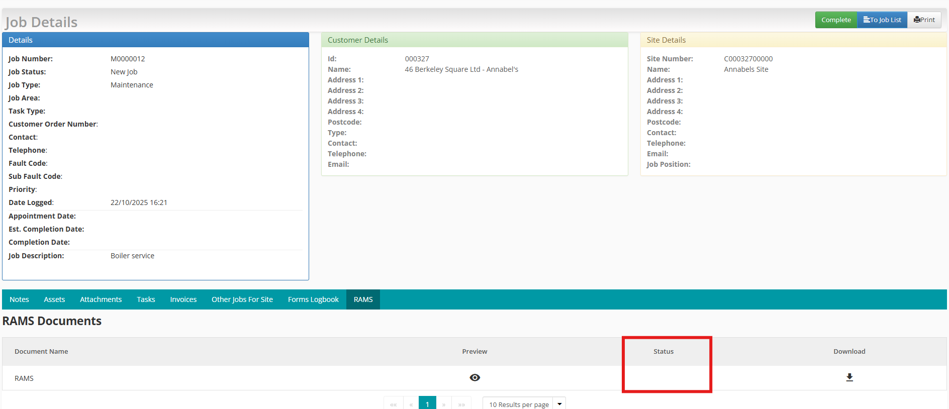 RAMs – Customer Portal User Guide