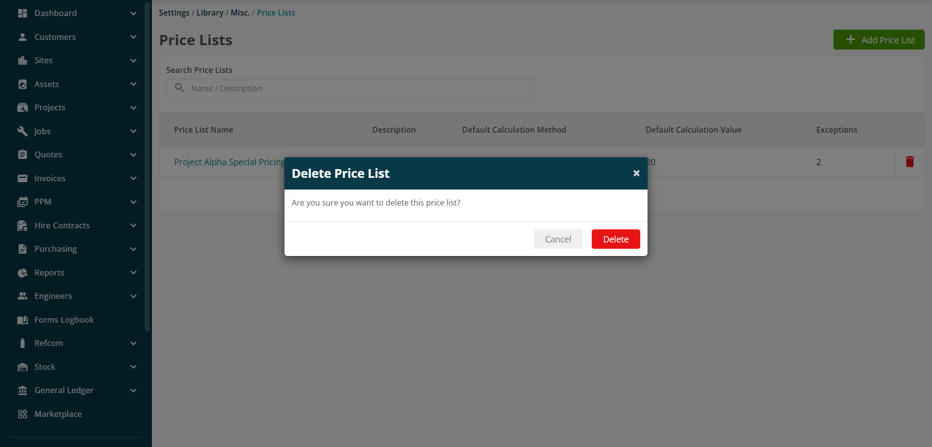 Joblogic Price Lists screenshot 92