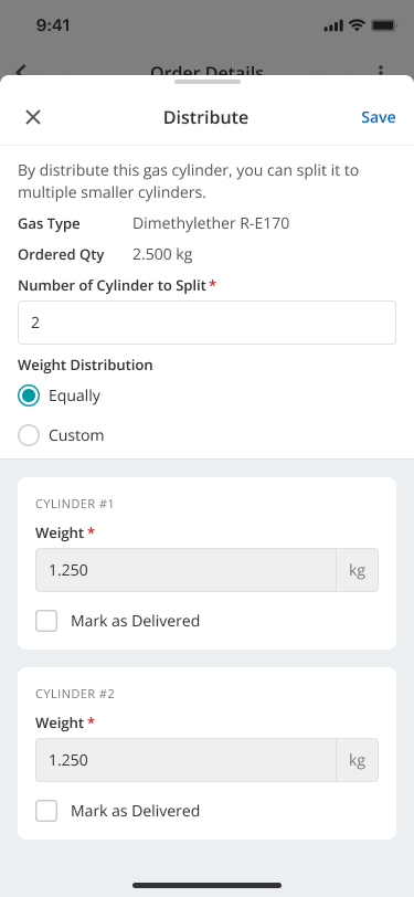 Equal cylinder weight distribution in Mobile