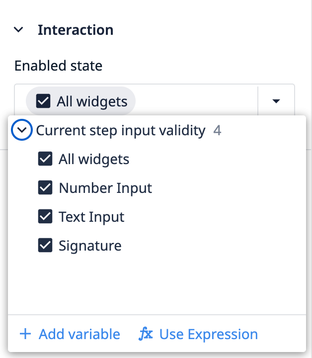 Button context pane enabled state all widgets