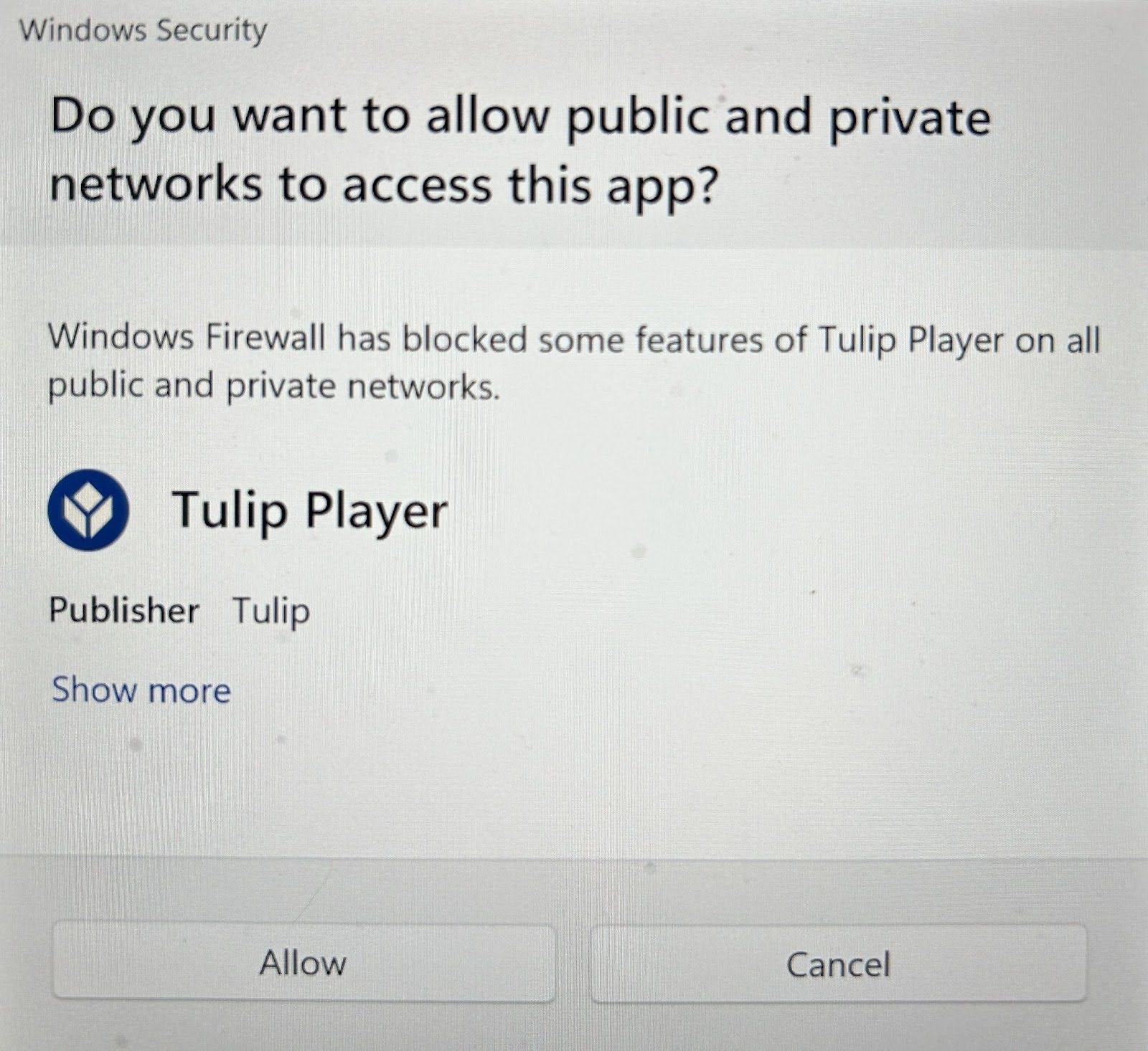 Desktop player firewall permission prompt