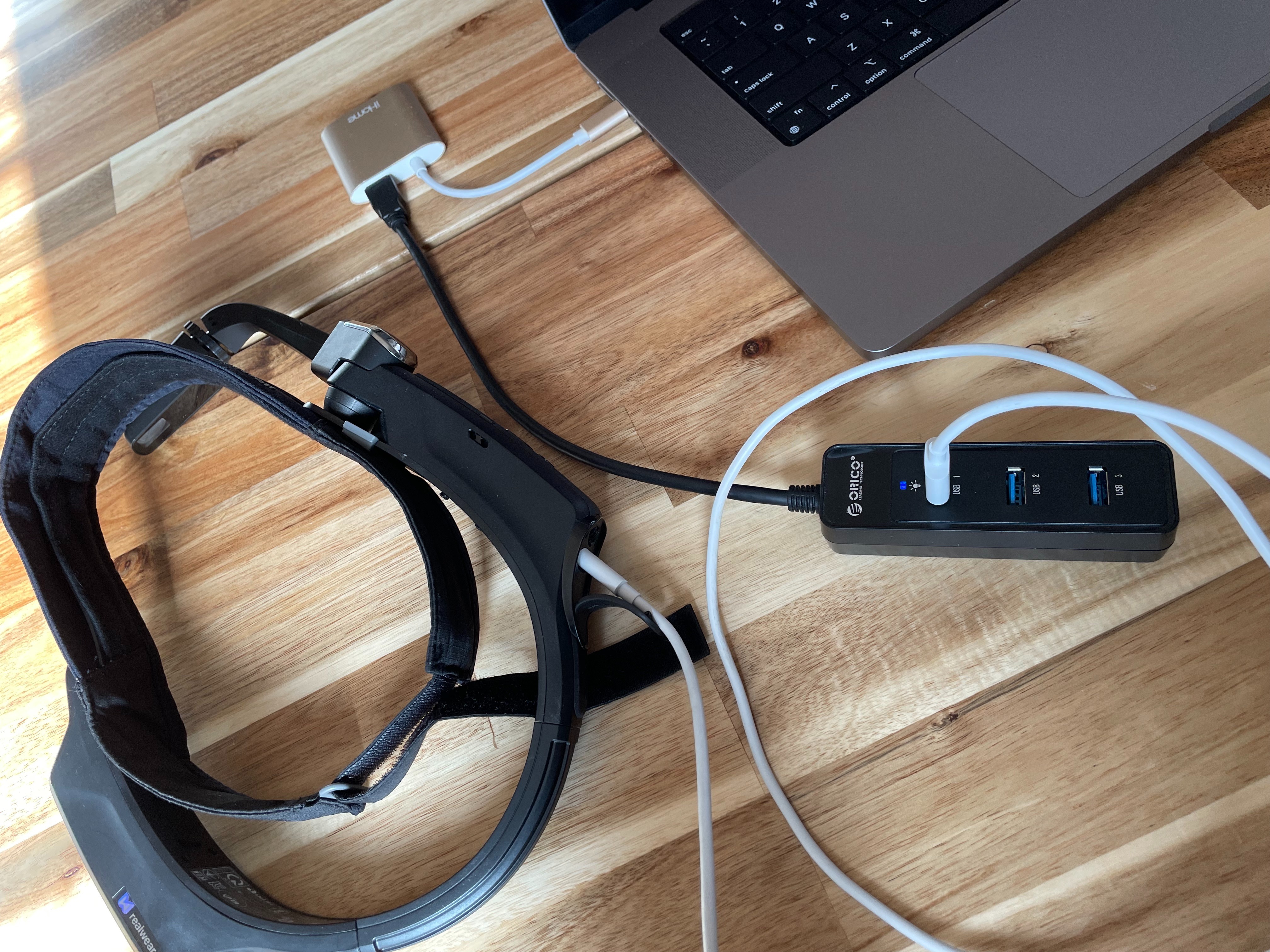 Connect the RealWear headset to your computer via USB